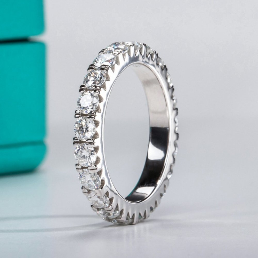 Certified 2~3 ct. t.w. 3mm Moissanite Diamond Full Eternity Band Ring NEW - Picture 5 of 16